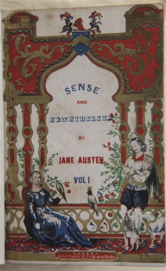 Austen, Jane - Sense and Sensibility, Clarkes Cabinet Edition, 2 vols, 239 & 244pp, contemporary green half